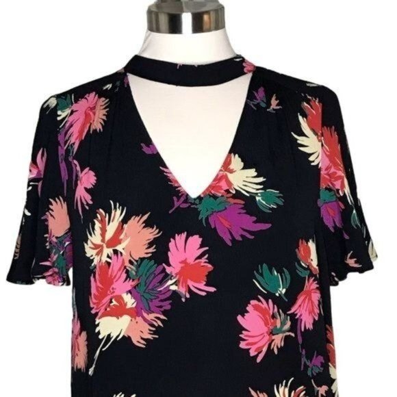 Maeve Anthropologie M choker blouse black floral - Picture 2 of 8